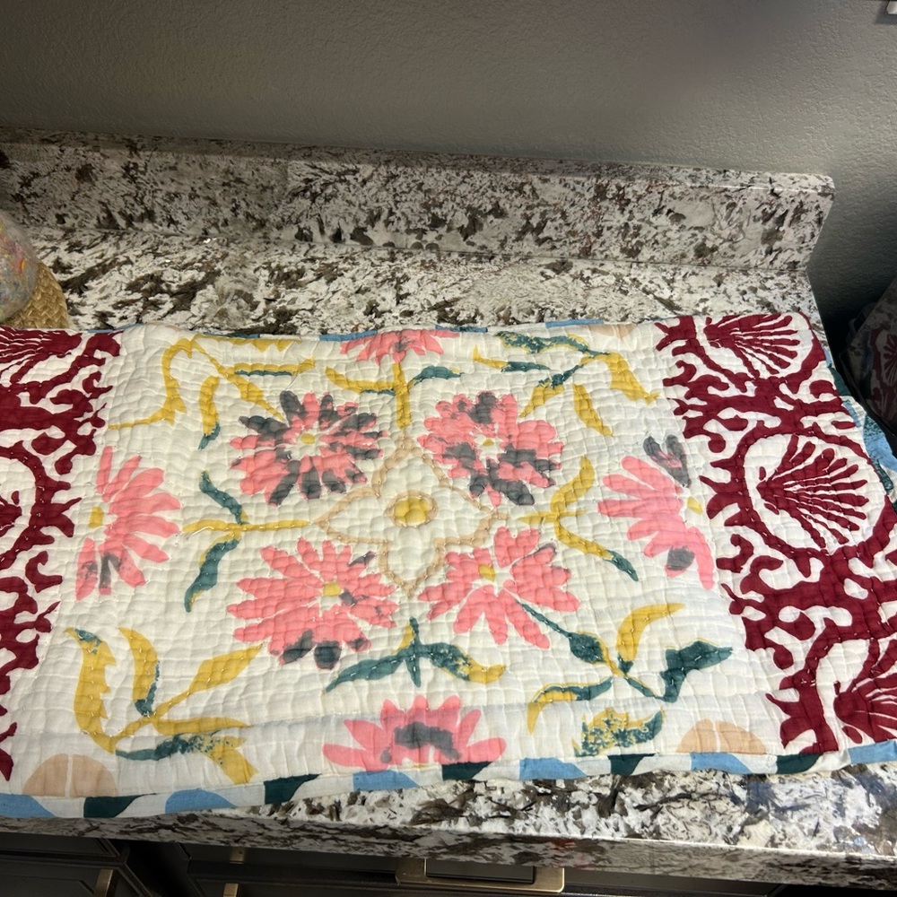 Anthropologie Floral Quilted king shams (set of 2) Marlene voil print